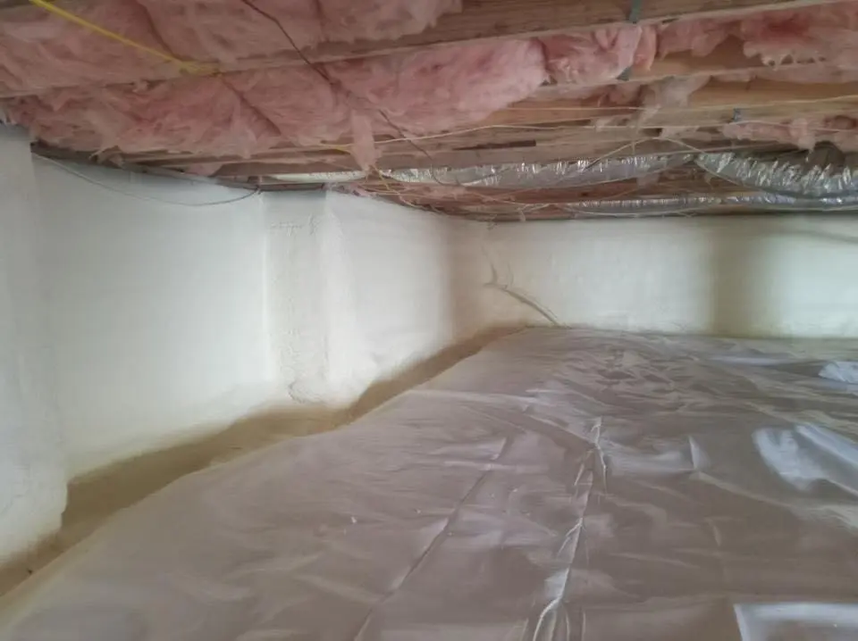 Crawl space encapsulation with closed-cell spray foam for Attic Insulation in Ludlow